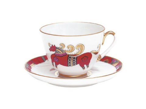 Cup & Saucer Red Horse 1/2