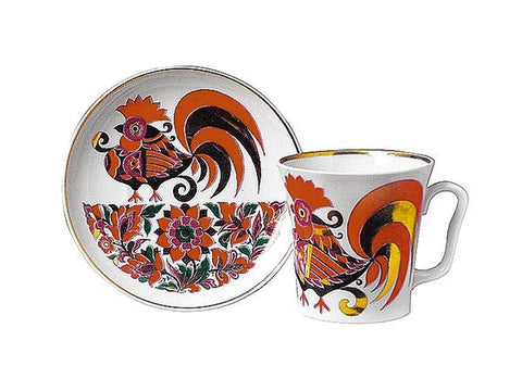 Mug & saucer Red Rooster