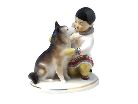 Yakutian boy with dog