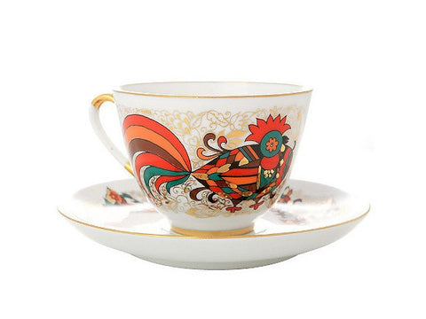Cup & Saucer Red Rooster